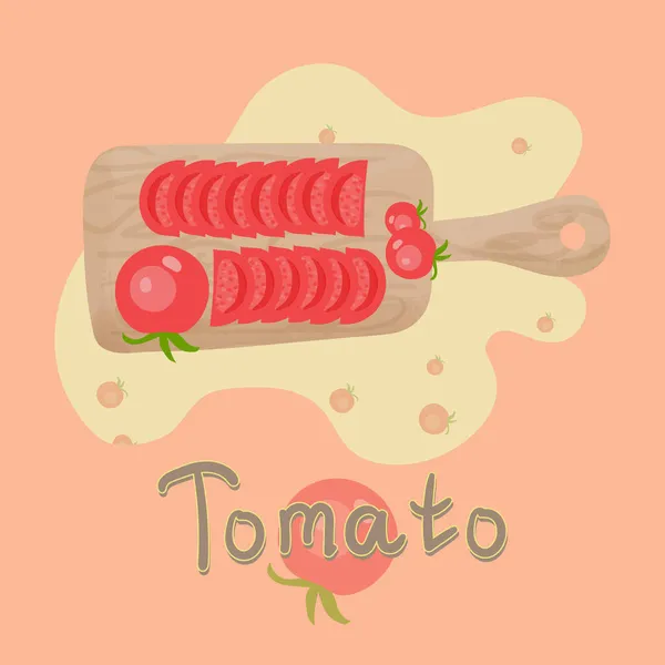 Tomat på skärbräda, ovanifrån. — Stock vektor