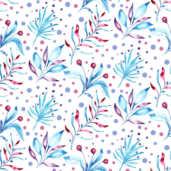 Seamless pattern with stylized leaves. Watercolor hand drawn illustration. — Stock Photo, Image