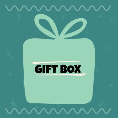 Arka planda el çizimi hediye kutusu. Vektör.