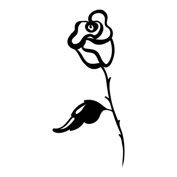 Rose Blume Hand gezeichnet schwarz und weiß. — Stockvektor