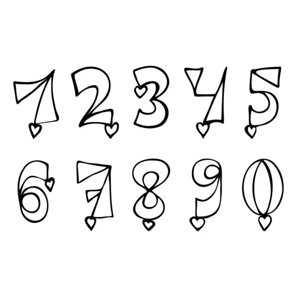 Ручная надпись с номерами необычной формы. — стоковый вектор