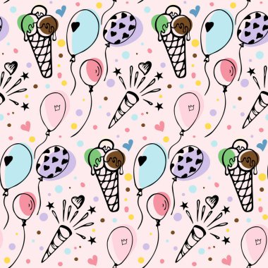 Doğum günün kutlu olsun, pürüzsüz paket kağıdı. Vektör illüstrasyonu