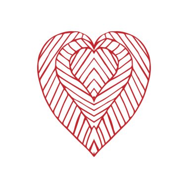 El yapımı kalp izole edilmiş. Aşk konsepti için tasarım öğesi. Karalama çizimi kalp şekli.