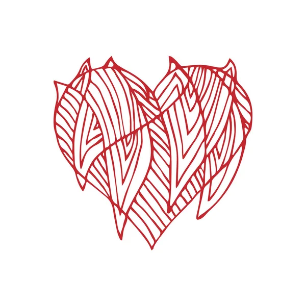 El yapımı kalp izole edilmiş. Aşk konsepti için tasarım öğesi. Karalama çizimi kalp şekli. — Stok Vektör