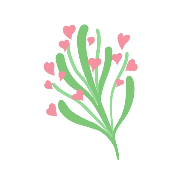 Bouquet of flowers with hearts for valentines day — Stock vektor