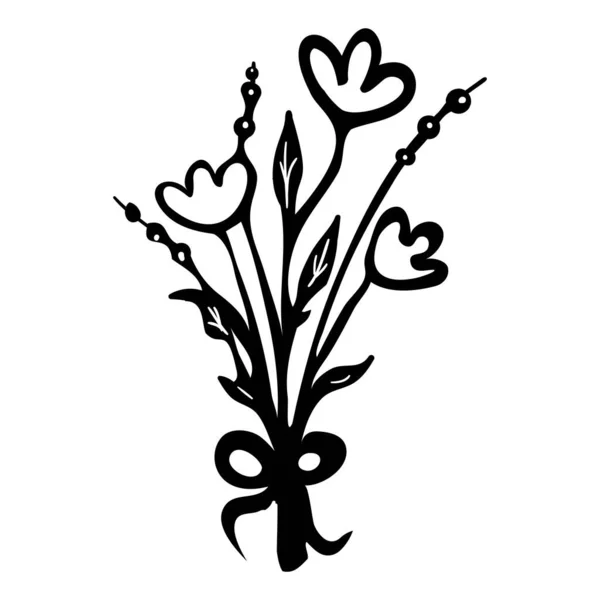 Ramo de garabatos dibujado a mano de flores para las vacaciones — Vector de stock