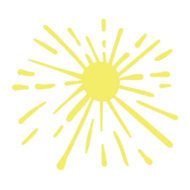 Arkaplanda izole edilmiş karalama biçiminde çizilen güneş