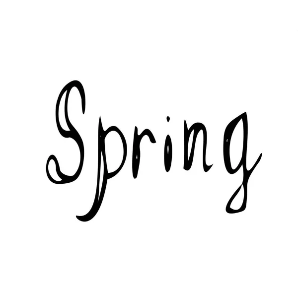 Lettering spring handwritten doodle illustration isolated on background — Stock Vector