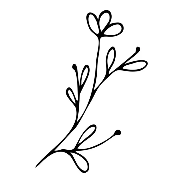 可愛い一本手描きの花の要素がドアスタイル — ストックベクタ