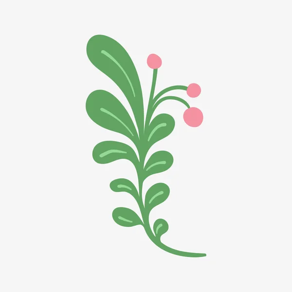 Flor decorativa con elementos vegetales aislados sobre fondo — Vector de stock