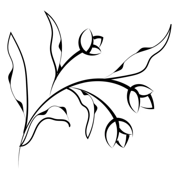 Carino elementi floreali disegnati a mano singola in stile doodle — Vettoriale Stock