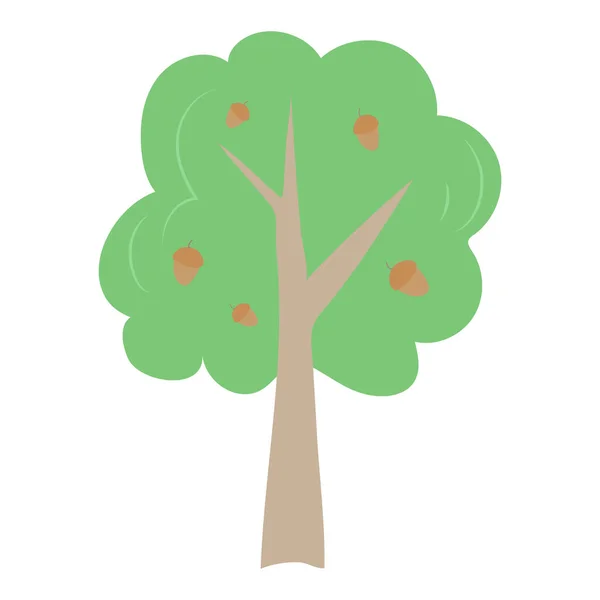 Illustrazione disegnata a mano di un albero verde isolato. Elemento per la decorazione — Vettoriale Stock