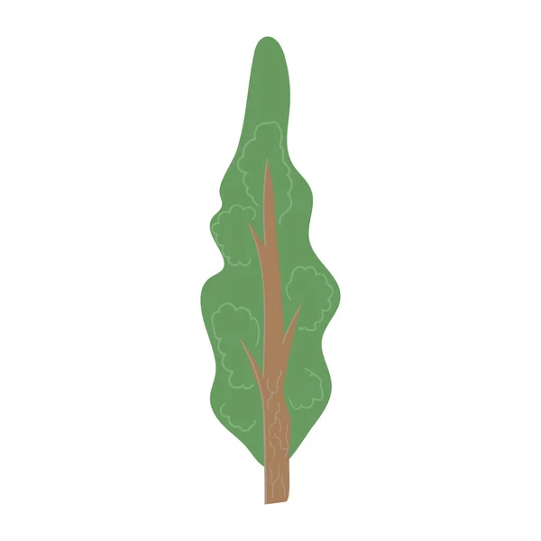 Illustrazione disegnata a mano di un albero verde isolato. Elemento per la decorazione — Vettoriale Stock