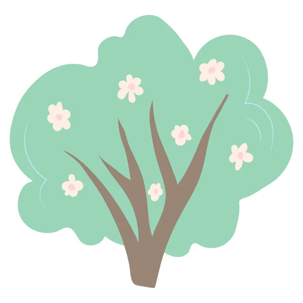 Hand dras illustration av en grön isolerade träd. Element för dekoration — Stock vektor