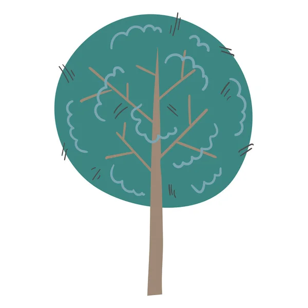 Ilustración dibujada a mano de un árbol verde aislado. Elemento para decoración — Vector de stock