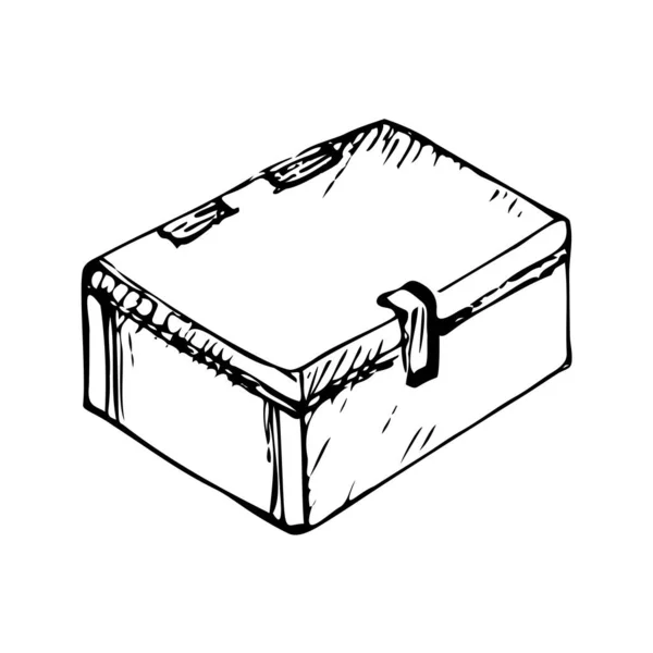 Desenho manual de um baú de tesouro trancado —  Vetores de Stock