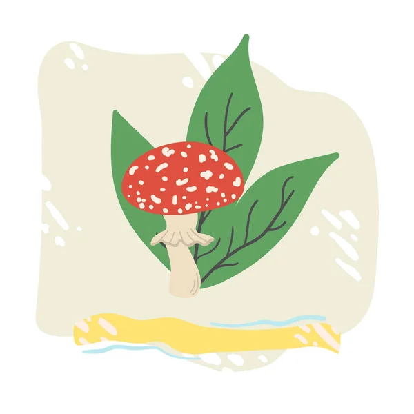 Mão desenho floresta cogumelos selvagens. Pode ser usado para design de menu, rótulo, crachá, receita, embalagem. — Vetor de Stock