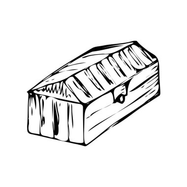 Kilitli bir hazine sandığının el resmi.