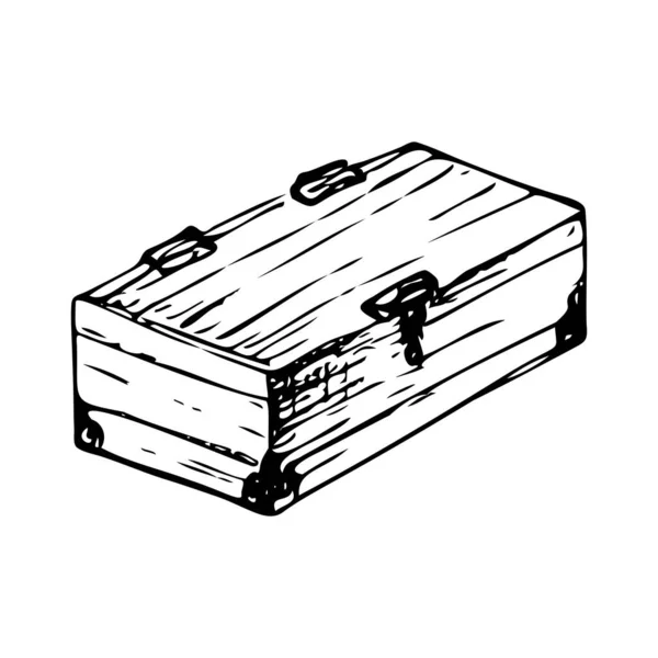 Dibujo a mano de un cofre del tesoro cerrado — Vector de stock