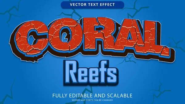 Korallenriff Texteffekt Editierbare Eps Datei — Stockvektor