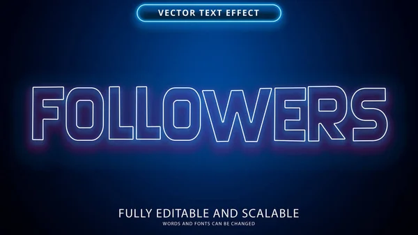 Neonový Textový Efekt Následovník Editovatelné Eps Soubor — Stockový vektor