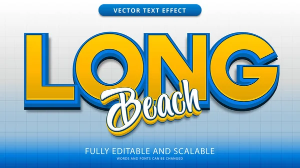 Long Beach Text Effect Editable Eps File — Stockvektor