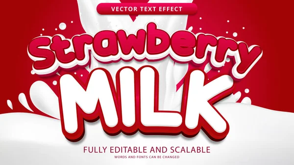 Jordgubbsmjölk Text Effekt Redigerbar Eps Fil — Stock vektor