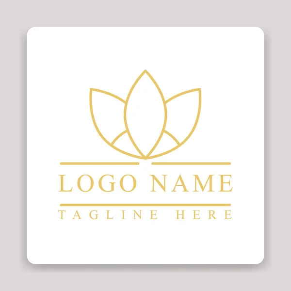 Шаблон Бізнес Логотипу Символом Золотої Лінії Листя — стоковий вектор
