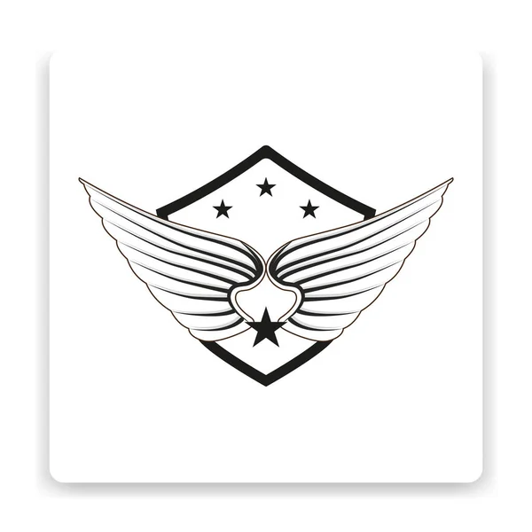 Logotipo Preto Branco Símbolo Asas — Vetor de Stock