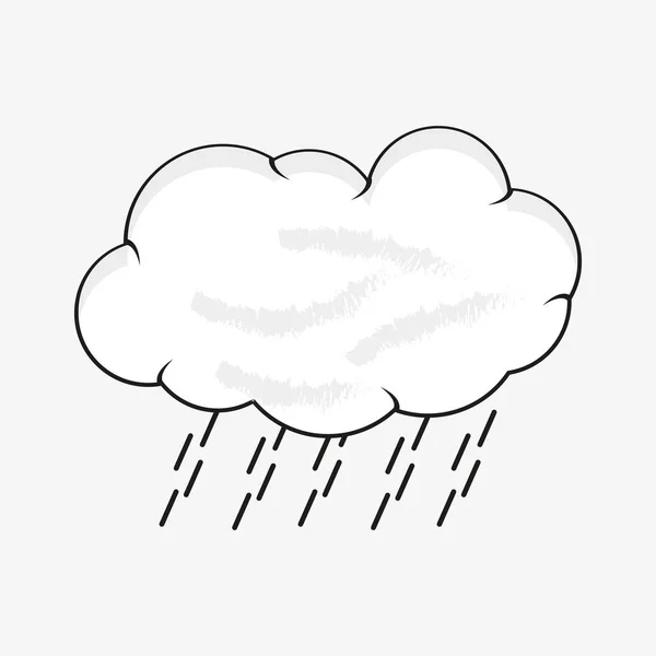 Raindrops Clouds Cute Icon — Stock Vector