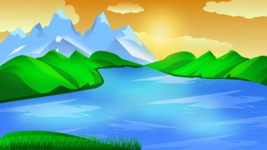 karikatür manzarası illüstrasyon dosyası