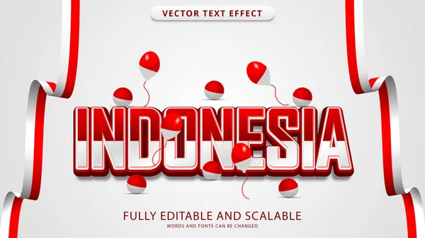 Indonesia Independent Day Text Effect Editable Eps File - Stok Vektor