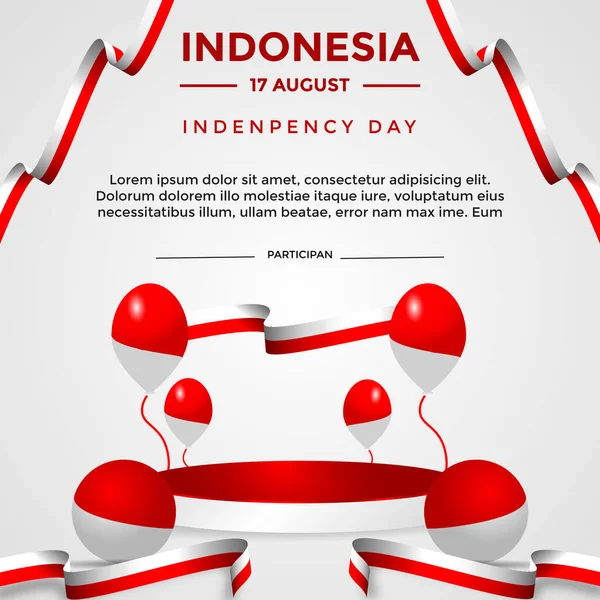Indonesian Independence Day Theme Banner Template — Stock Vector