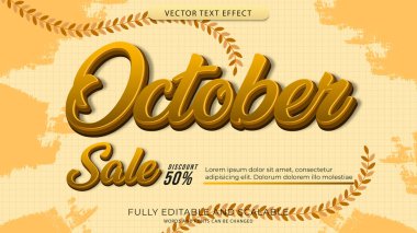 Ekim ayı satışı metin efekti düzenlenebilir eps dosyası