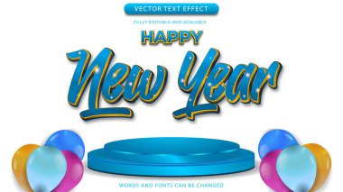 Mutlu yıllar metin efekti düzenlenebilir eps dosyası