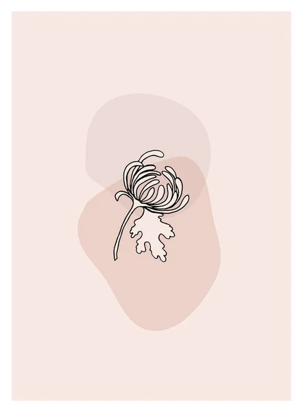 Карточка Стиле Абстрактный Современный Коллаж Геометрических Фигур Веток Хризантемовым Цветком — стоковый вектор