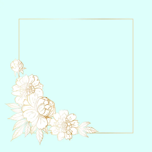 Шаблон Весільних Запрошень Шлюбу Листівок Прикордонна Рамка Букетом Квітів Півоній — стоковий вектор