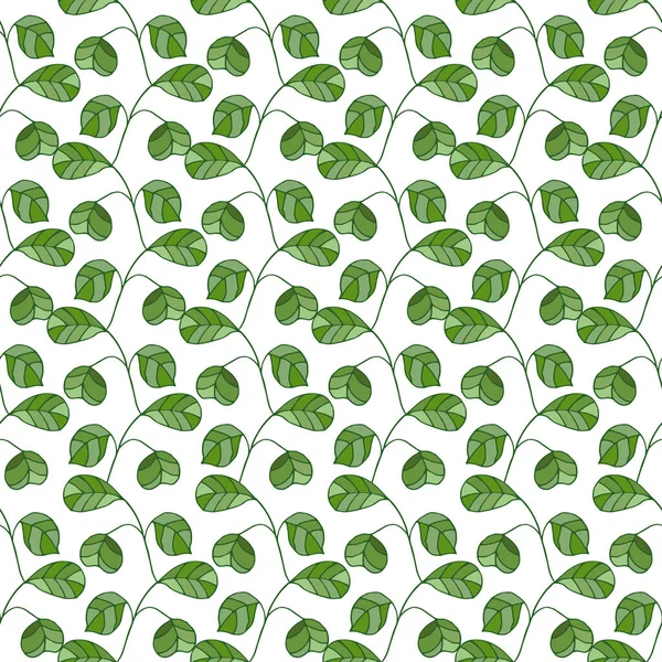Бесшовный Декоративный Шаблон Текстуры Зелеными Листьями Бесконечный Стилизованный Рисунок Листьев — стоковый вектор