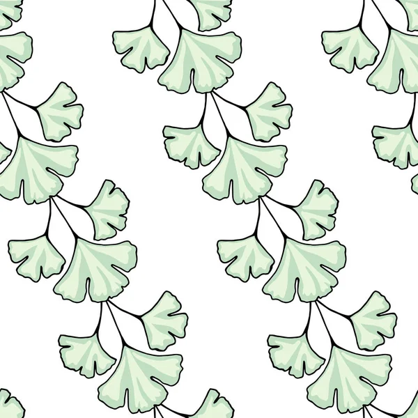 Adorno Diagonal Con Estampado Sin Fin Las Ramas Planta Ginkgo — Vector de stock