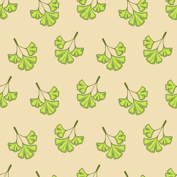 Nahtloses Muster Eines Zweiges Einer Ginkgo Biloba Pflanze Mit Blättern — Stockvektor