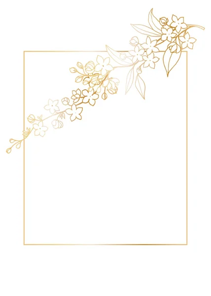 Декоративний Шаблон Прямокутною Рамкою Букетом Квітучих Гілок Весняних Квітів Святкових — стоковий вектор