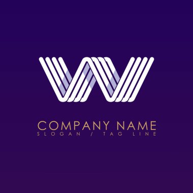 Soyut geometrik logo W katlanabilir takım çalışması geometrik şekiller. Eşlik etmeye uygun