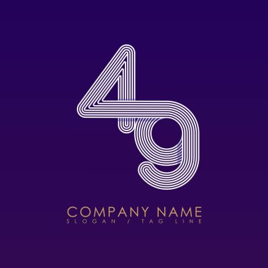 Soyut geometrik logo 49 takım çalışması. 49 harfli şirket için uygun, 49 kartvizit vektör şablonlu logo simgesi.