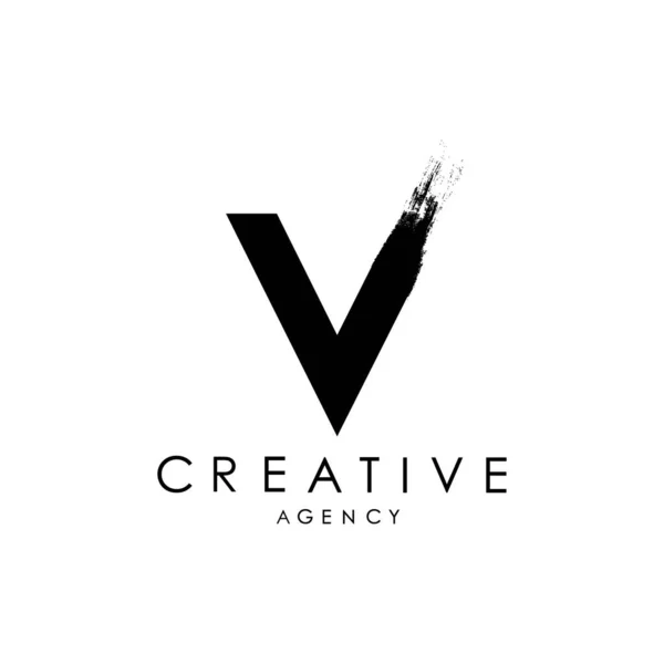 Brush Stroke Letter Logo Design Black Paint Logo Letter Icon — Stock Vector