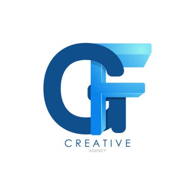 3d GF letter design logo template for business and corporate identity