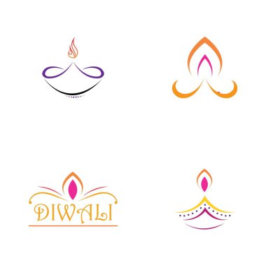 Geleneksel mutlu diwali kutlaması teması üzerine vektör logosu çizimi