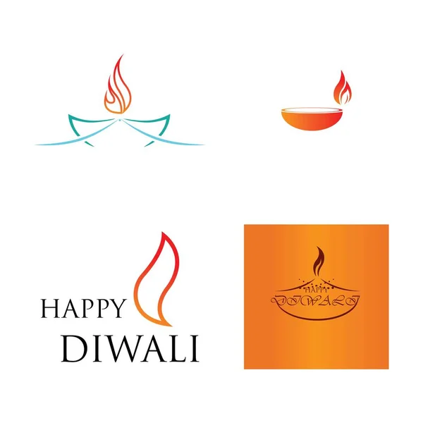 Vector Logo Set Illustration Theme Traditional Celebration Happy Diwali — Stock Vector