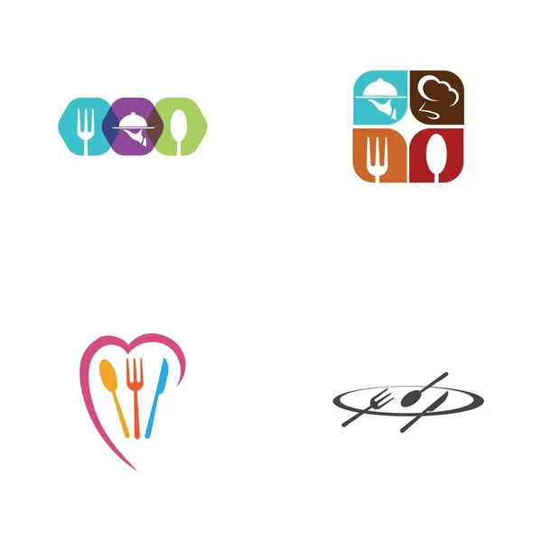 Restaurant Logo Set Vector Illustratie Ontwerp Sjabloon — Stockvector