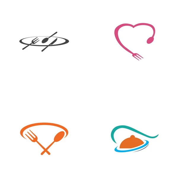 Restaurant Logo Set Vector Illustratie Ontwerp Sjabloon — Stockvector