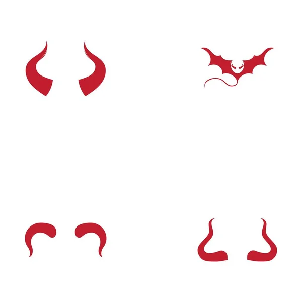 Zestaw Diabeł Róg Logo Wektor Ikona Projekt Ilustracja Szablon — Wektor stockowy